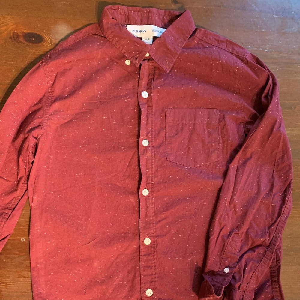 Old Navy Boys Size L Dark Red Button Down Shirt